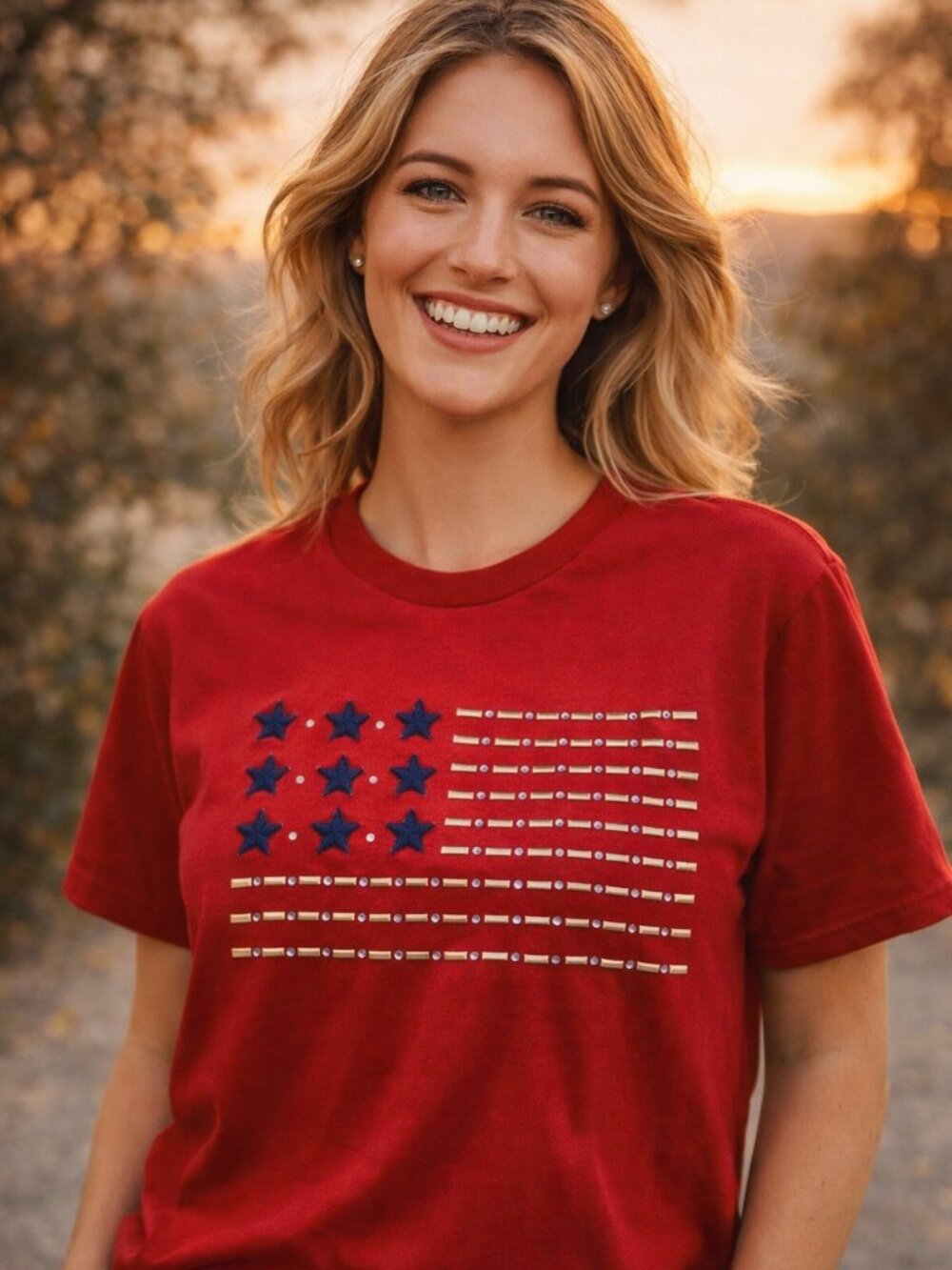 Patriotic American Flag Tee XL Red White Blue 4th of July Shirt